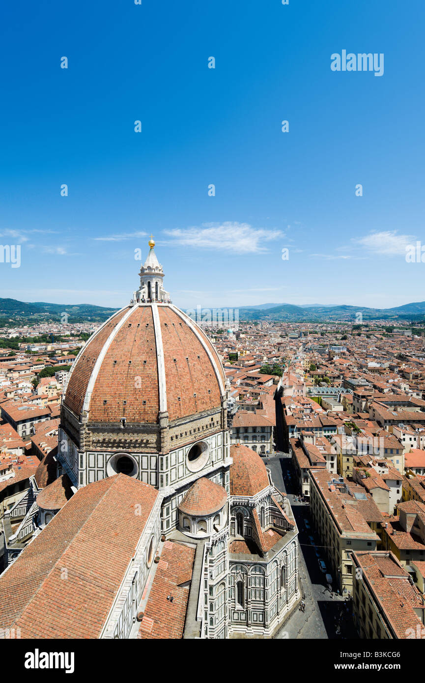 View of the Dome of the Basilica di Santa Maria del Fiore (the Duomo) from the Campanile, Florence, Tuscany, Italy Stock Photo