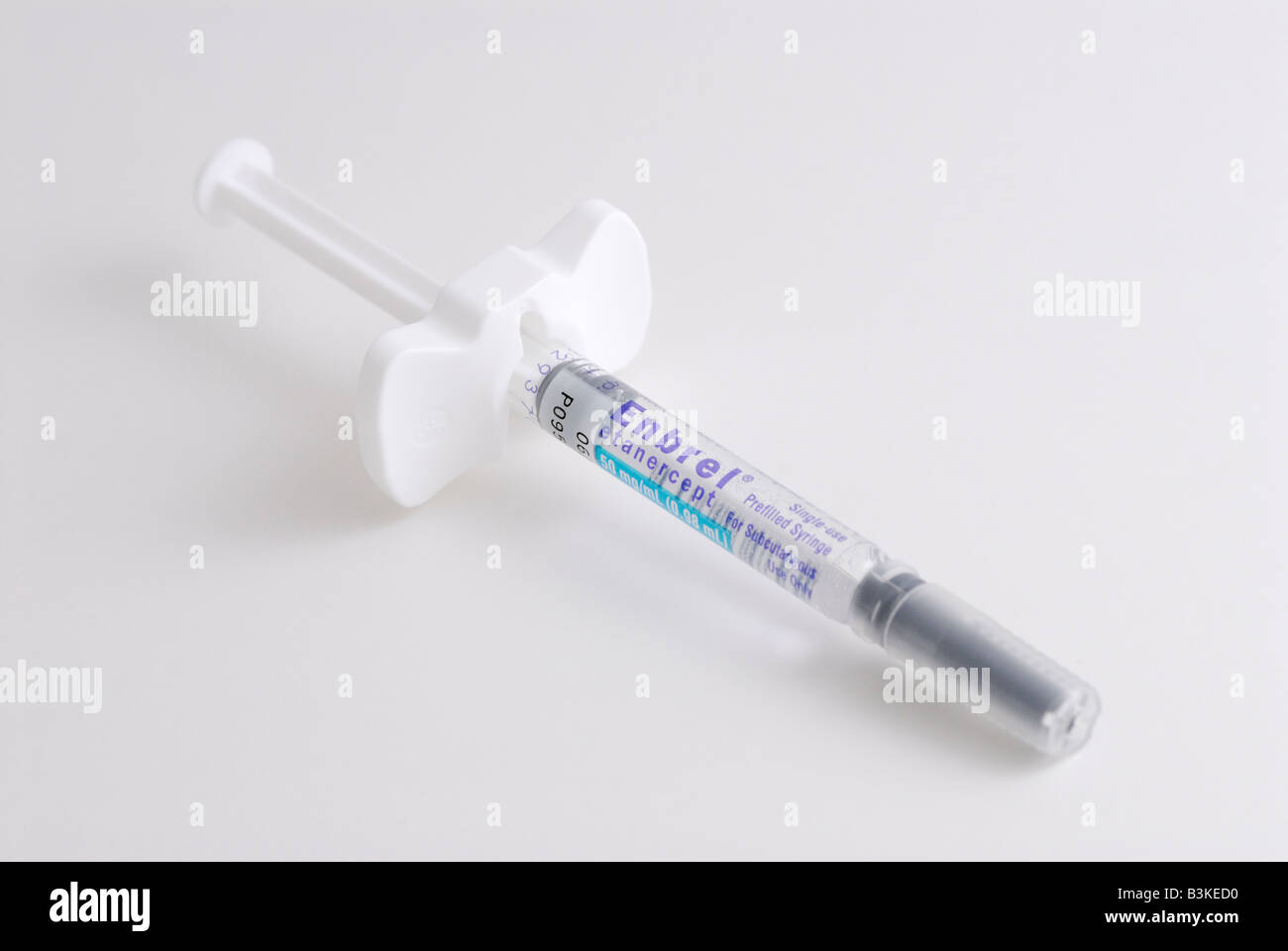 A pre filled syringe of Etanercept brand name Enbrel Stock Photo Alamy
