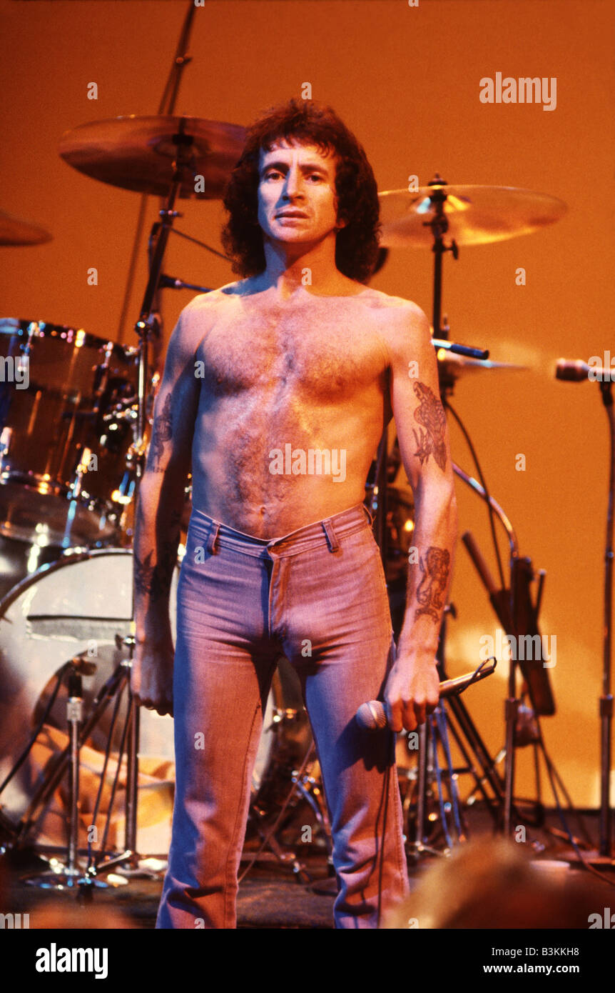 AC/DC rock group with singer Bon Scott Stock Photo Alamy