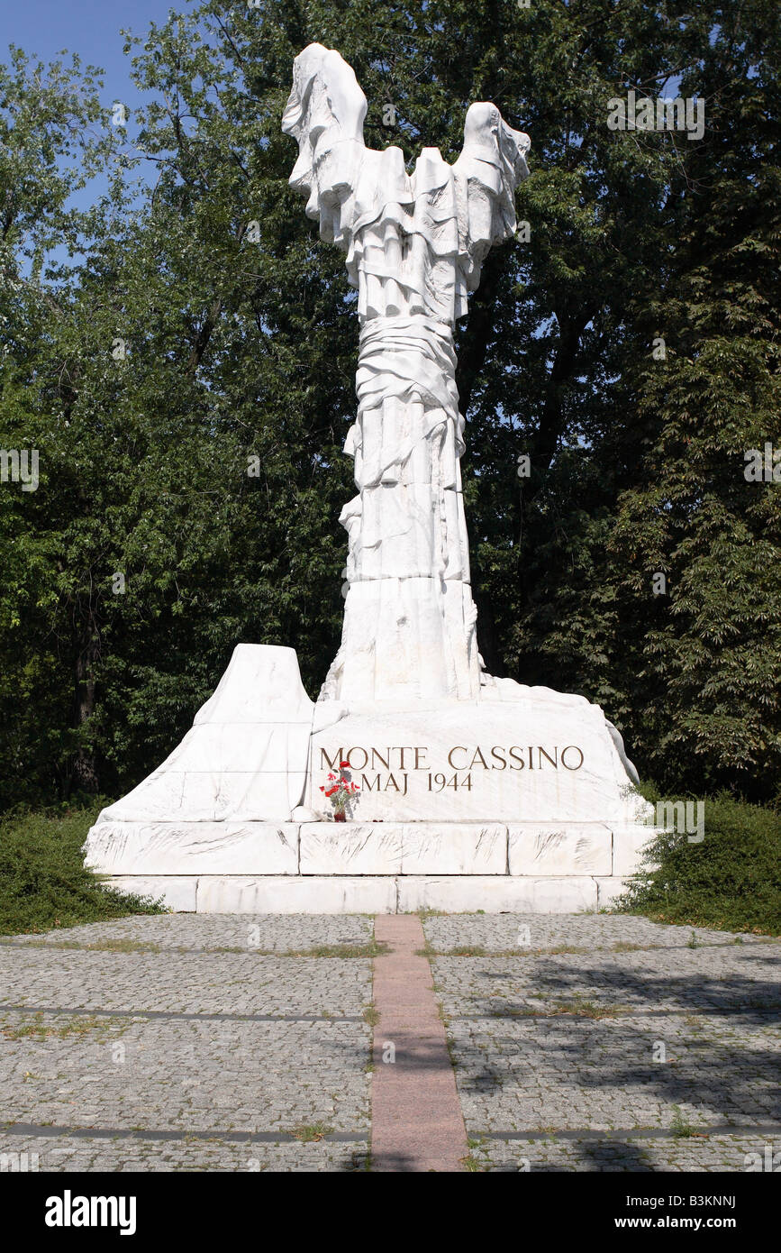 Monte Cassino monument Polish war memorial in Krasinski Gardens Warsaw Poland honouring Polish Army soldiers who fought in Italy Stock Photo