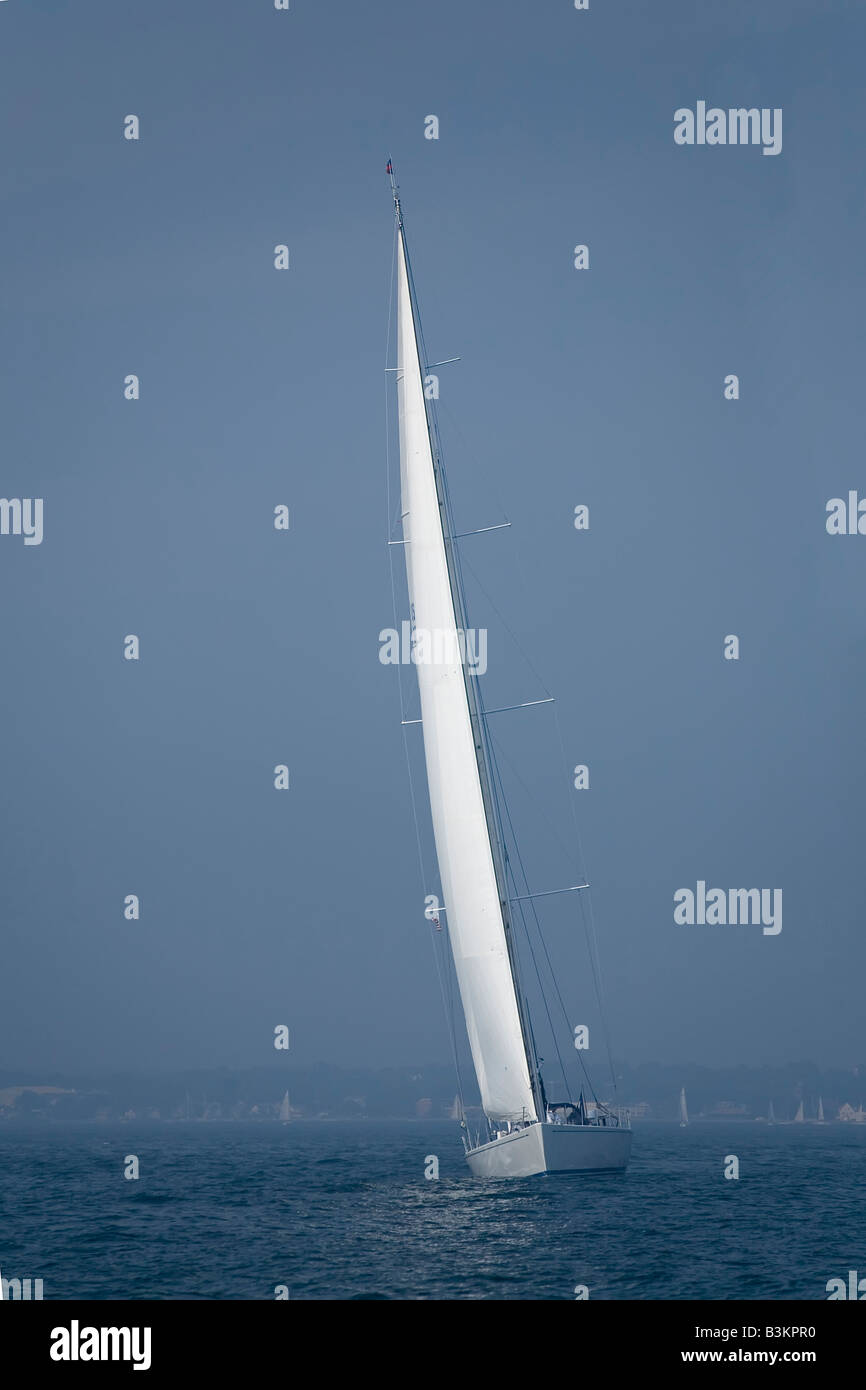 Photograph of a sailboat approaching the camera Stock Photo Alamy