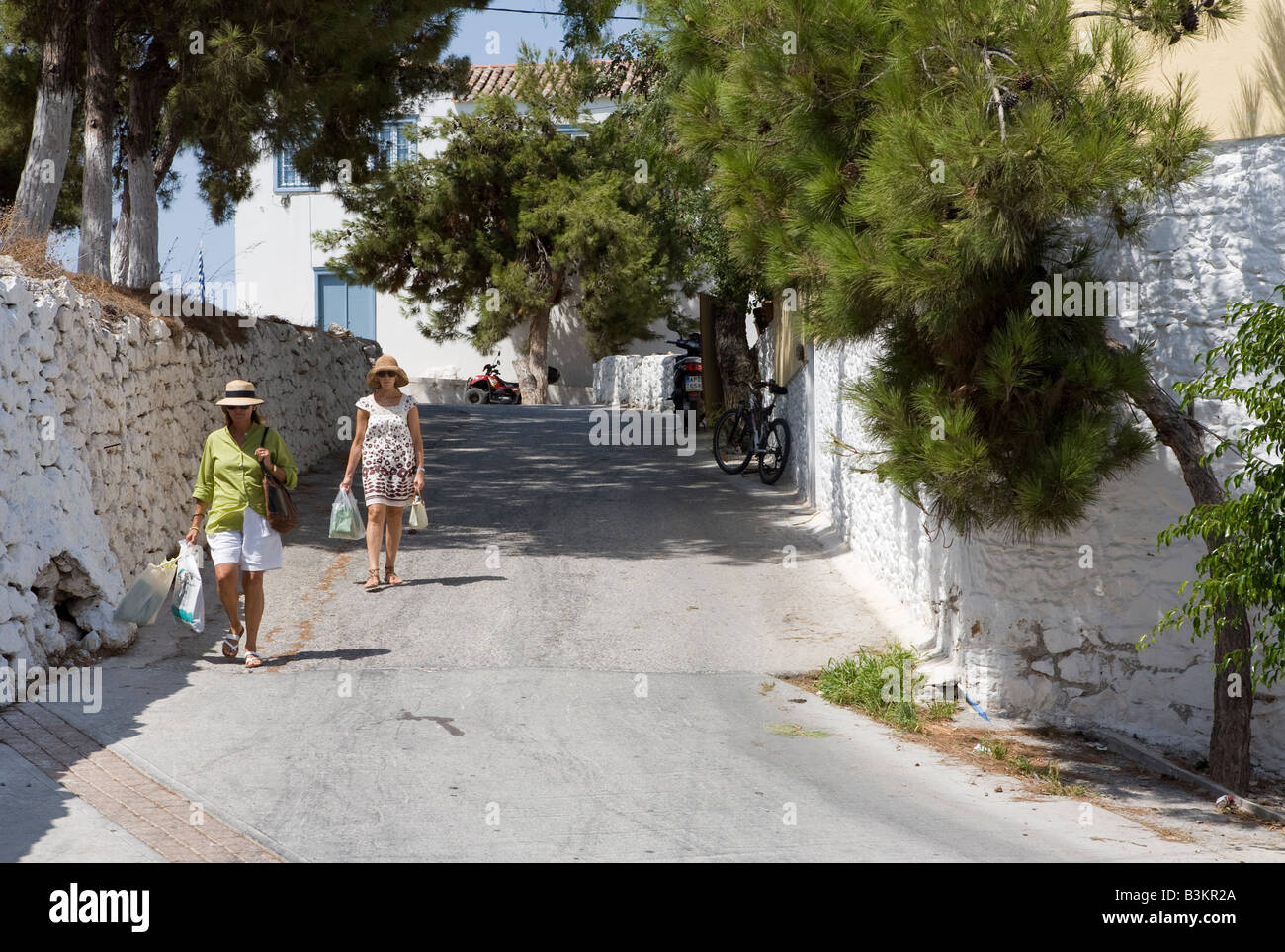 People Walking In Spetses Greek Islands Greece Hellas Stock Photo