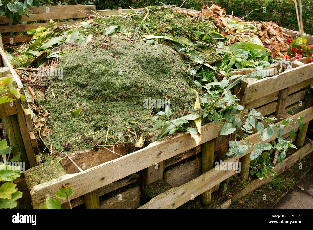 wooden compost bin kings heath park birmingham west midlands uk Stock Photo Alamy