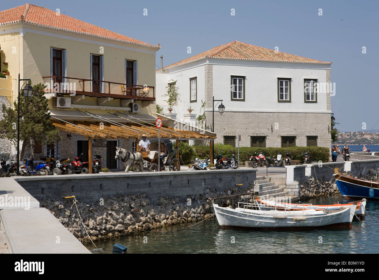 Local Architecture In The Old Harbour Spetses Greek Islands Hellas Stock Photo