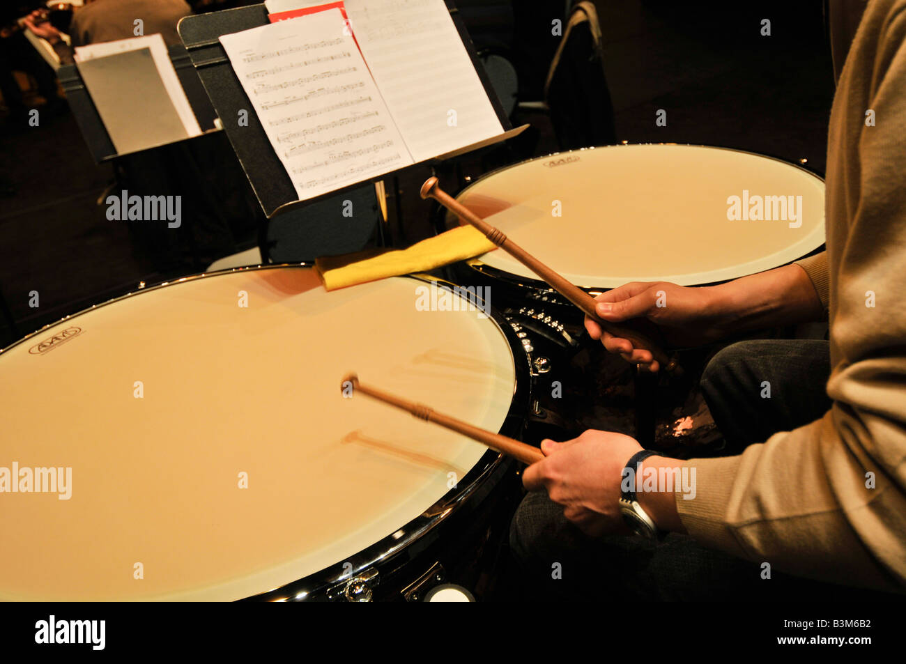 A musician playing kettledrum Stock Photo Alamy