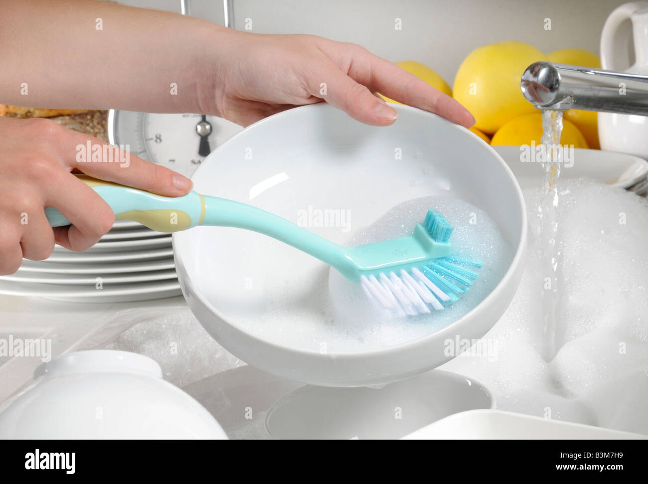 WASHING WHITE DISHES Stock Photo Alamy
