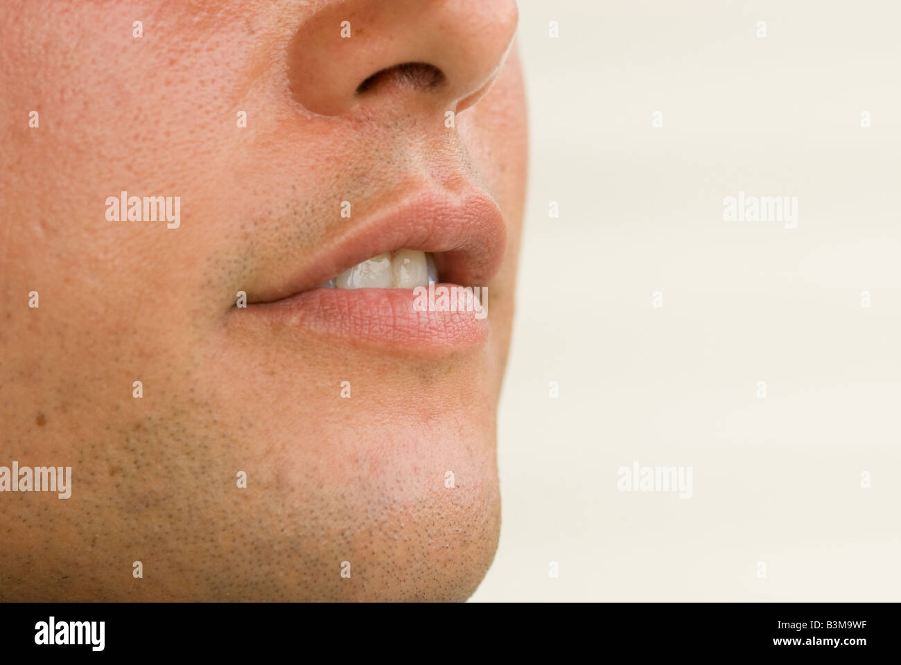 close up of man's mouth, nose and chin Stock Photo Alamy