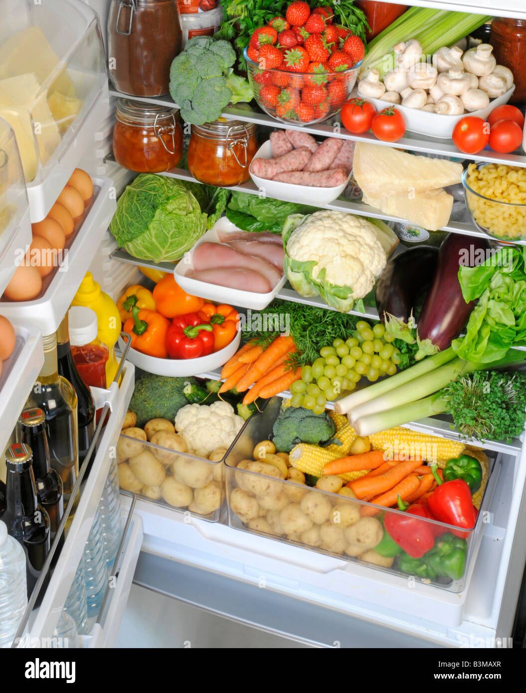 CONTENTS OF REFRIGERATOR Stock Photo