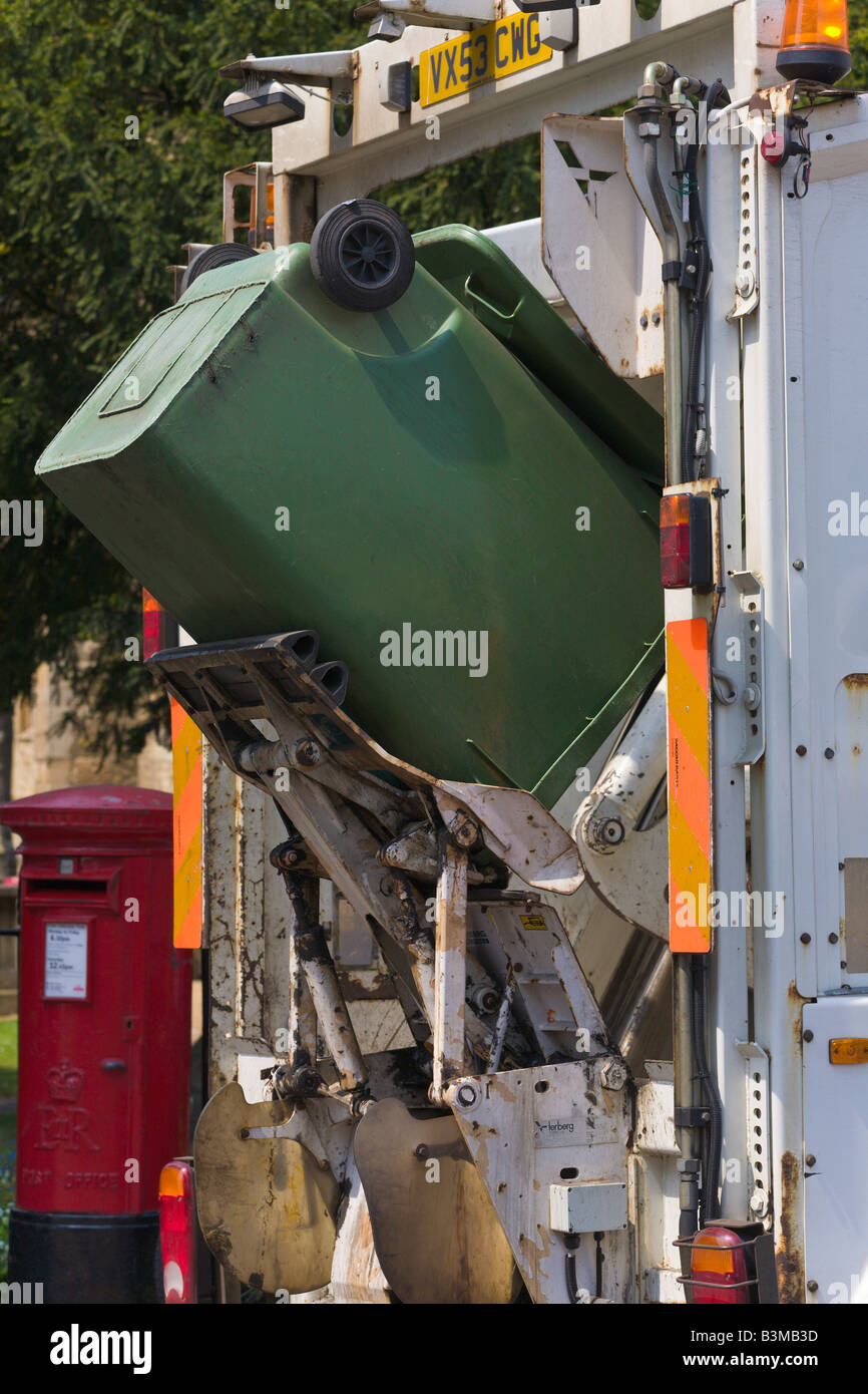 Wheelie Bin being emptied, England Stock Photo