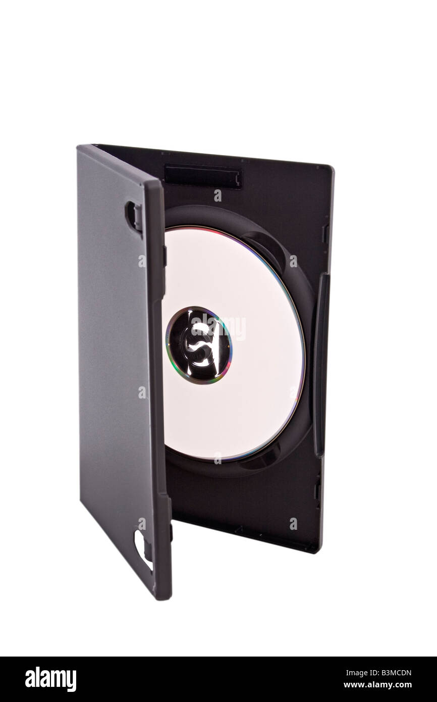 open dvd or cd case with blank disk Stock Photo