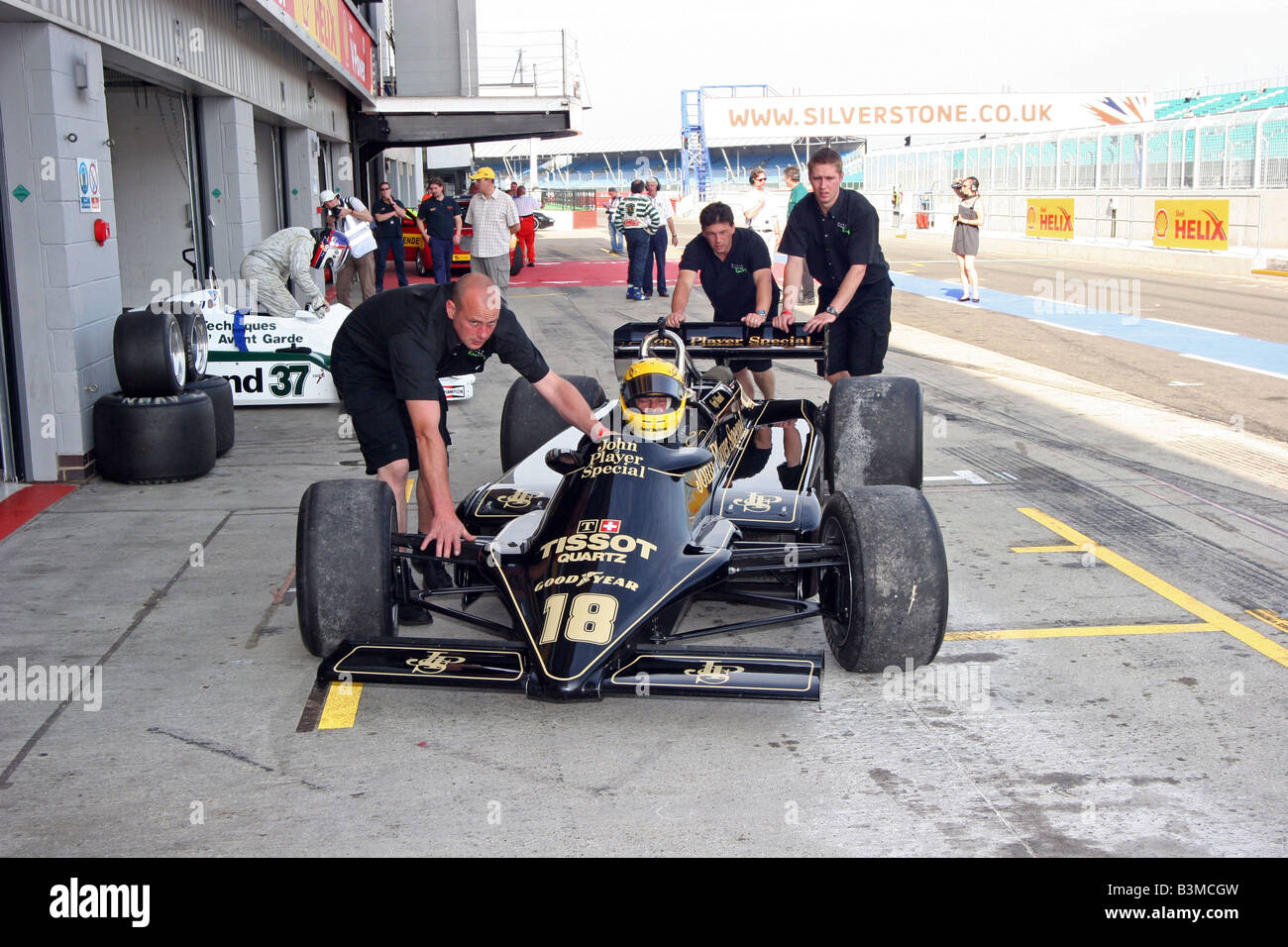 David Coplowe in  No.18 a 1981 Black and Gold, John Players special  Lotus 87-004 Stock Photo