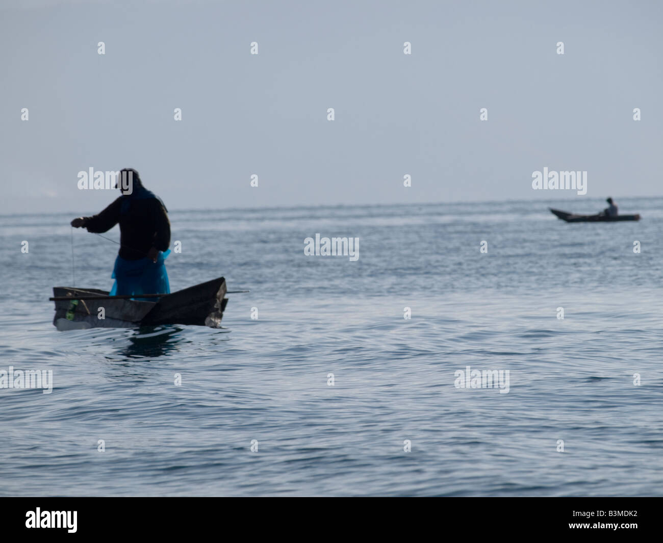 Fishermen on Lake Atitlan Stock Photo