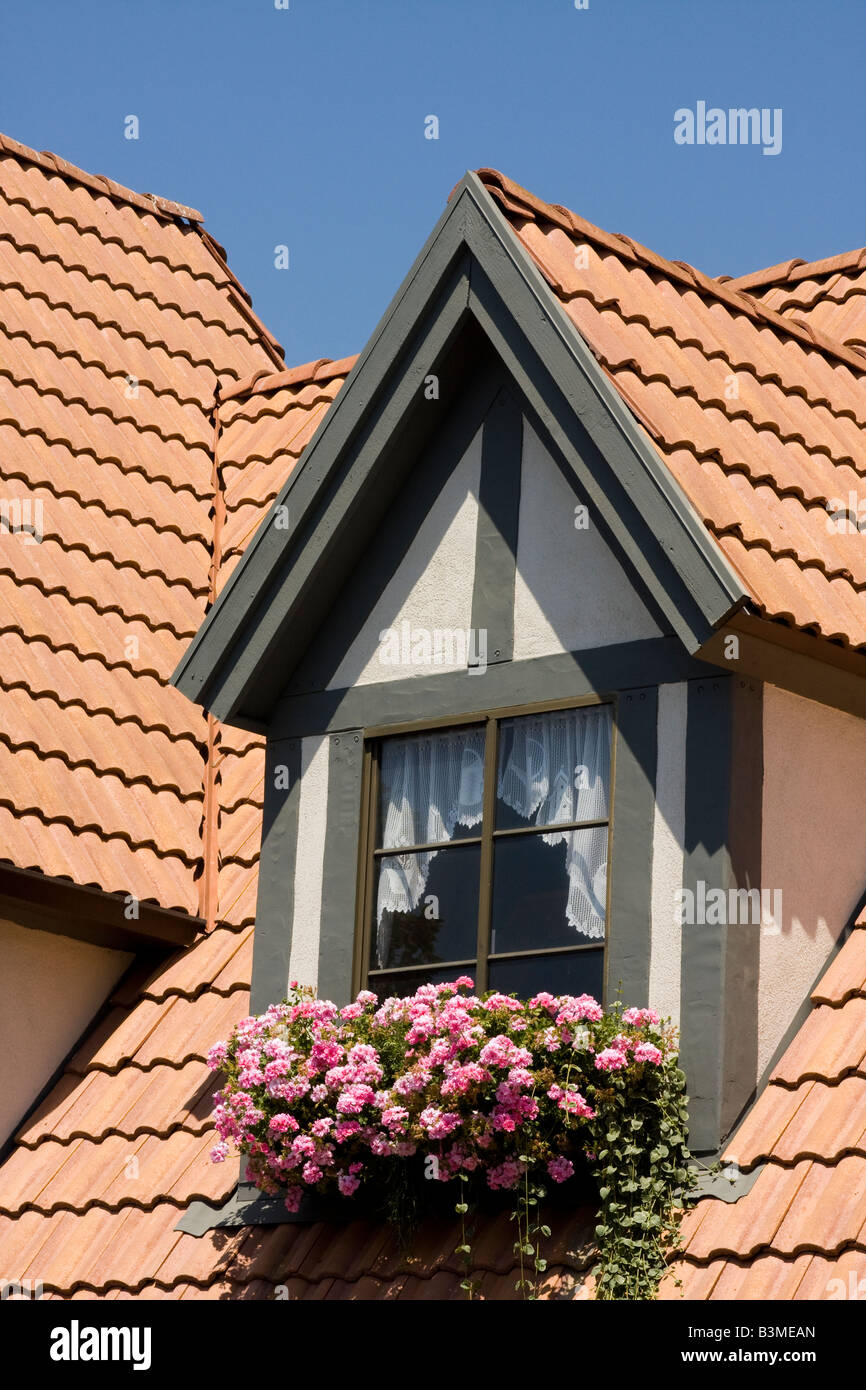 Flower bed in front of a Window of Solvang building California United