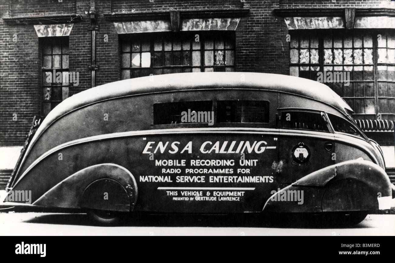 ENSA Mobile recording vehicle of the British Entertainments National Service Association (ENSA) - See Description below Stock Photo