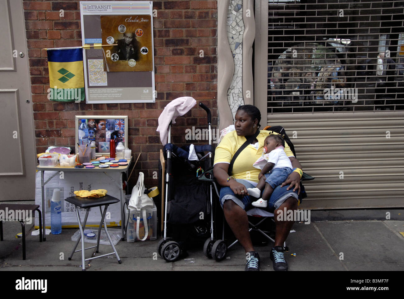 Face paint stand Notting Hill Carnival Stock Photo