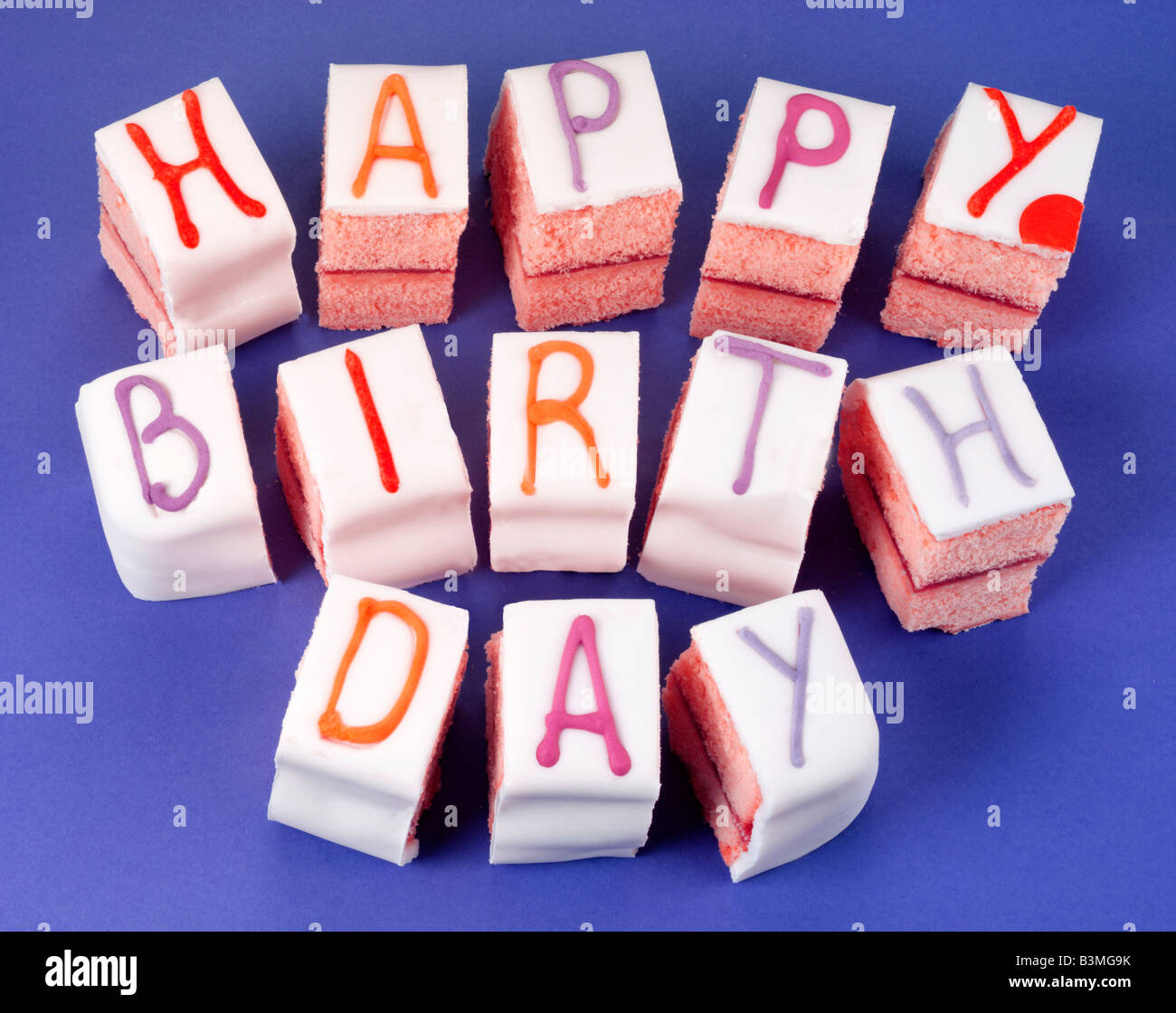 HAPPY BIRTHDAY CAKE PIECES Stock Photo - Alamy