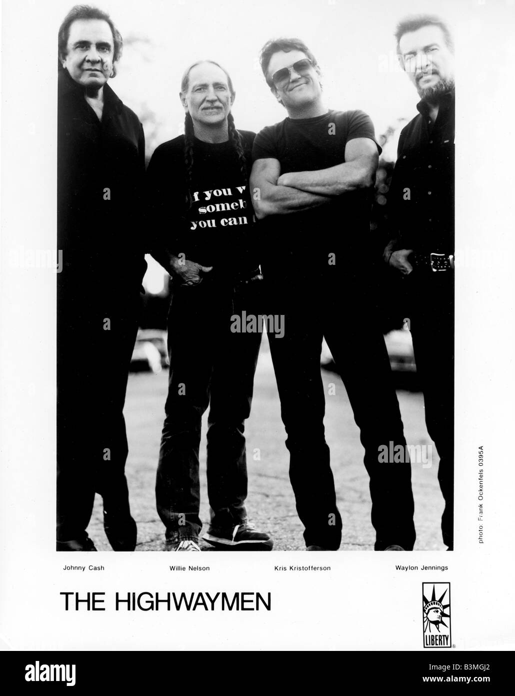 THE HIGHWAYMEN  US group with from left Johnny Cash, Willie Nelson, Waylon Jennings and Kris Kristofferson Stock Photo
