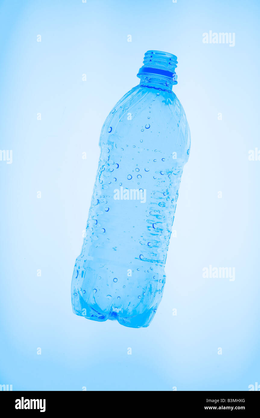 an empty clear plastic water bottle Stock Photo