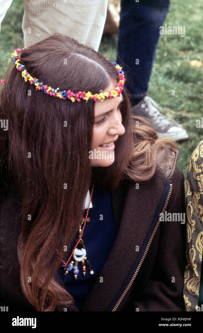 FLOWER POWER gathering in San Francisco in 1967 Stock Photo