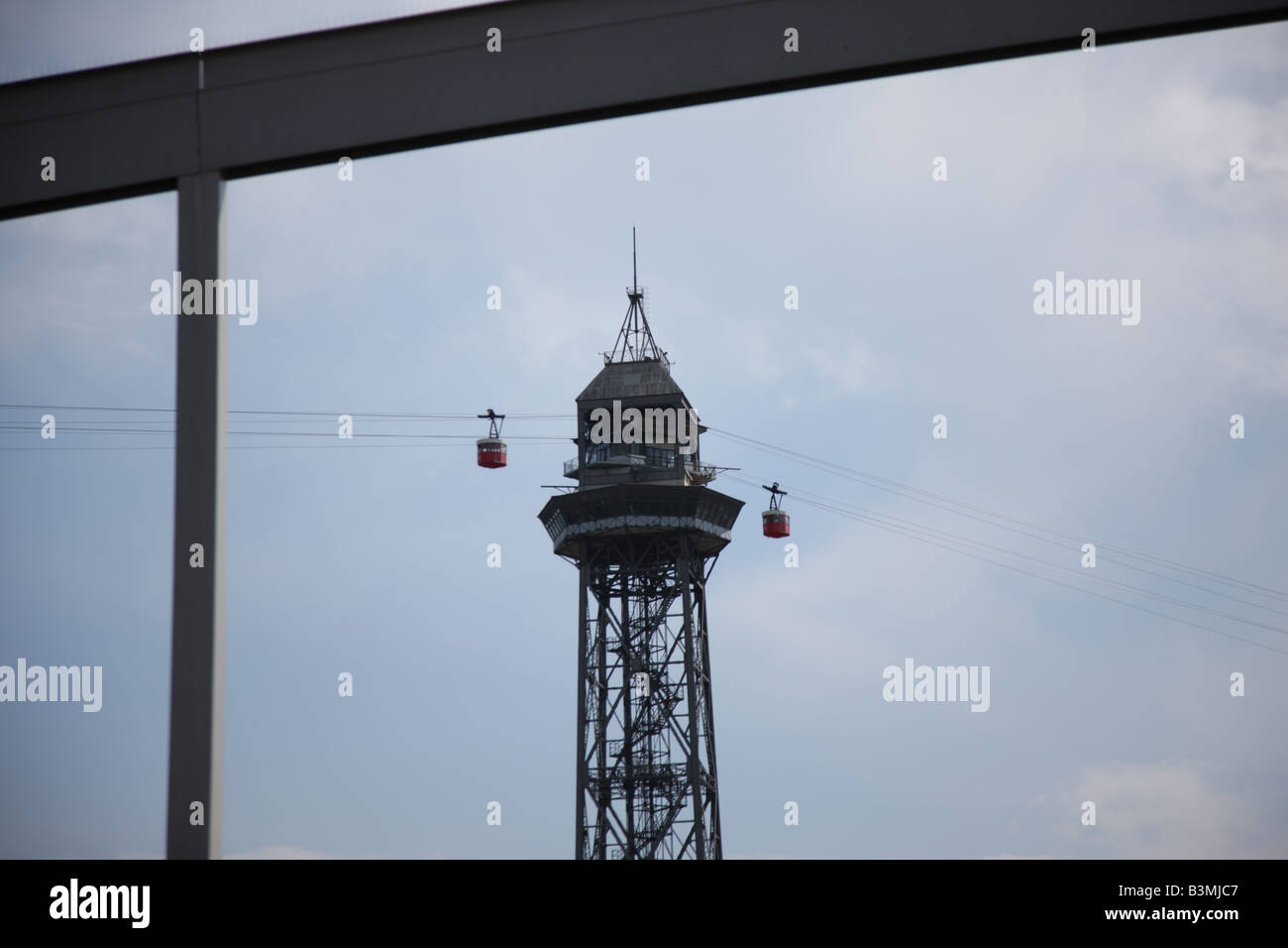 Cable car tower the harbour in Barcelona, Spain Stock Photo