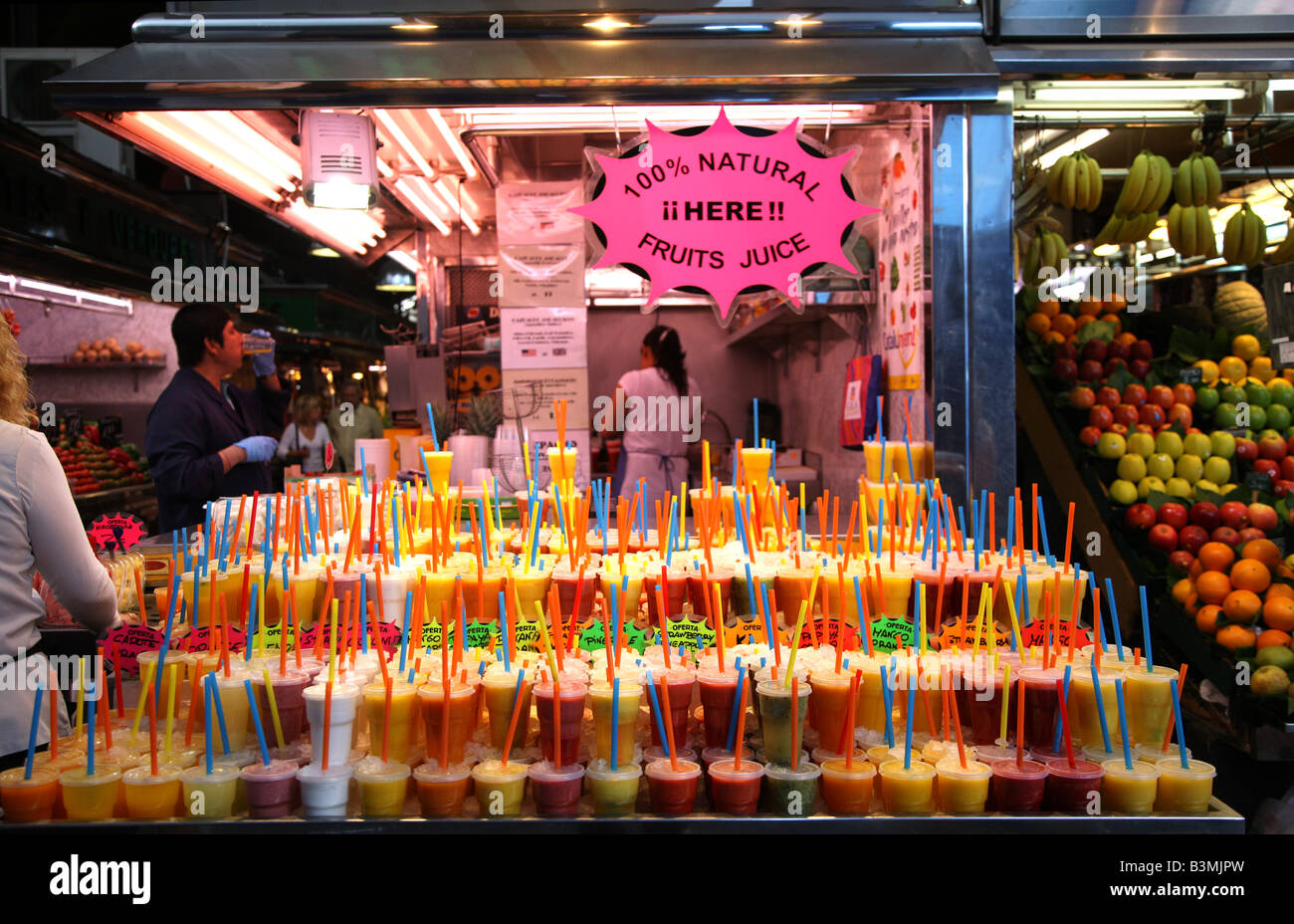 100 Natural Fruit Juice Here!! ;0) Stall in Barcelona's world famous