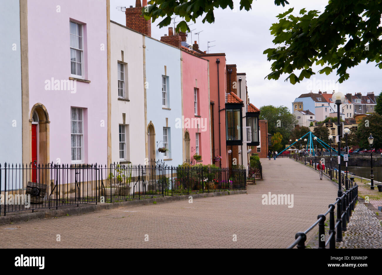 Colourful townhouses on harbourside Bathurst Basin Bristol England UK Stock Photo