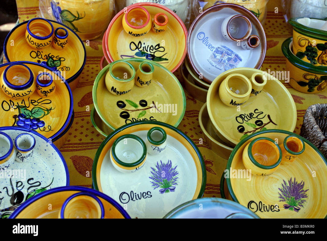 France Cote d Azur Cannes Colourful plates and jars of Provence Stock