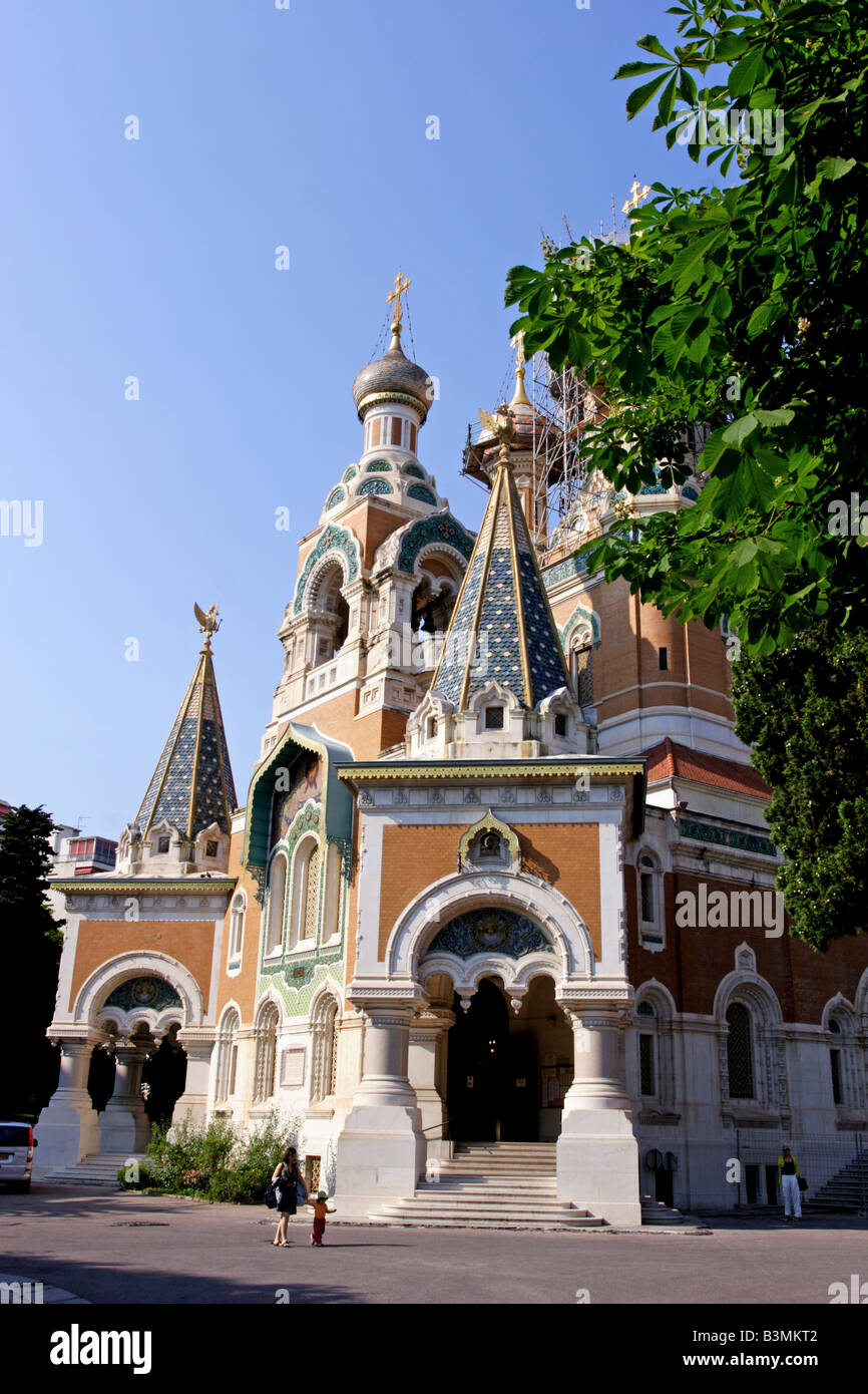 France Cote d Azur Nice Cathedrale Orthodoxe Russe St Nicolas in Nice Stock Photo