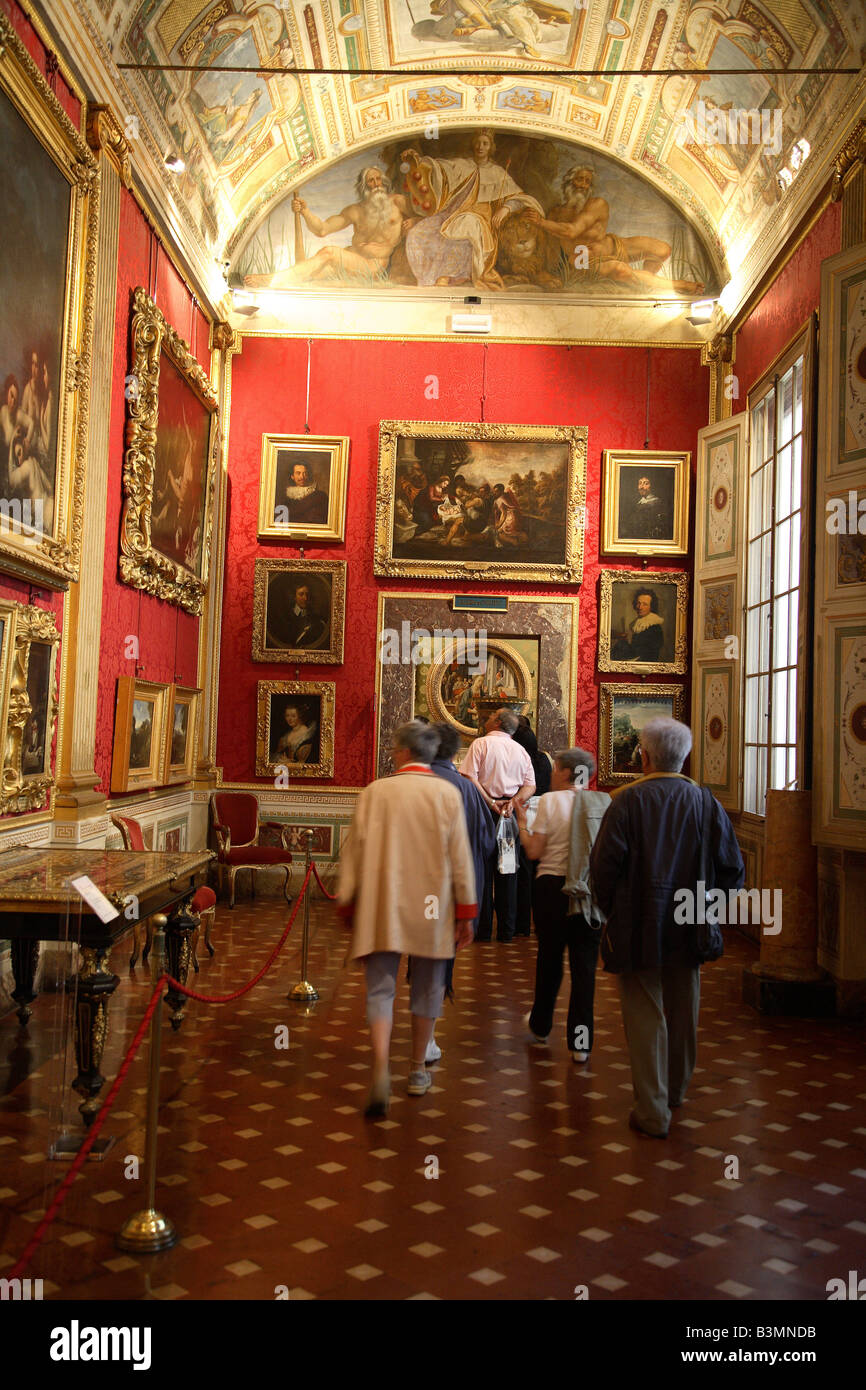 Italy Florence One of the many brilliantly decorated rooms in the Palazzo Pitti Pitti Palace in Florence Stock Photo