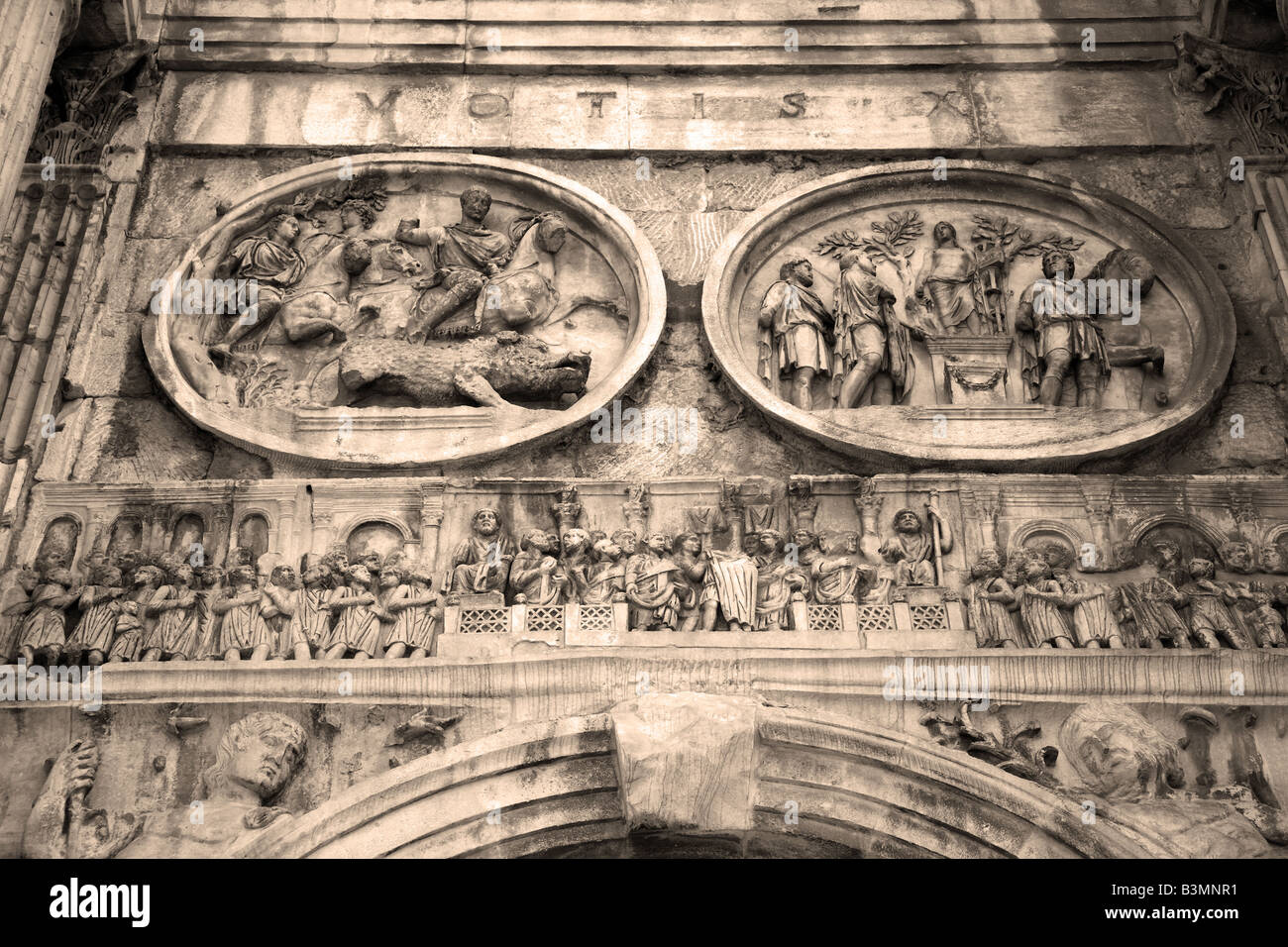 Italy Rome Details on part of the Arch of Constantine in the Forum in Rome Stock Photo