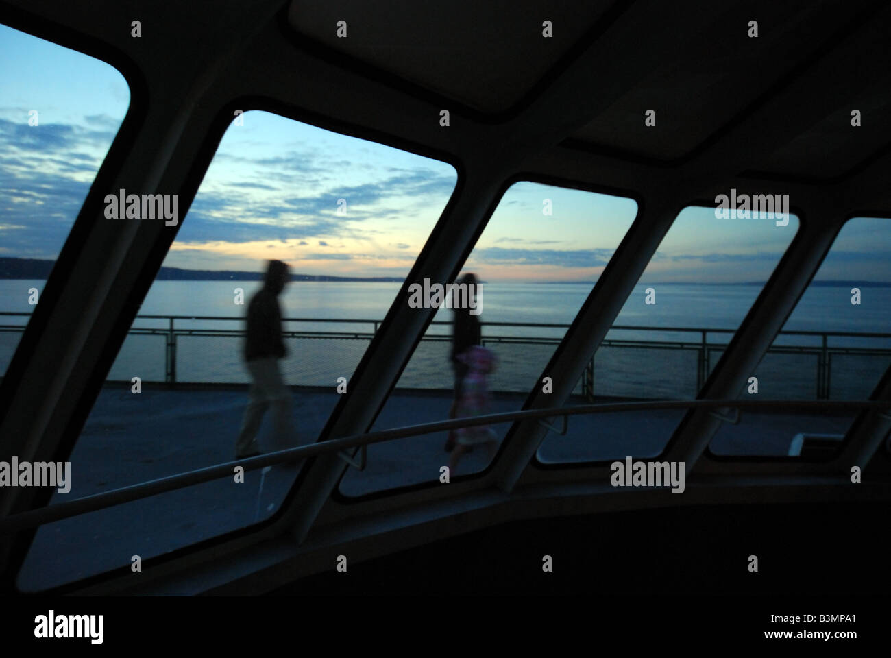 Ferry riders on the Washington State M/V Spokane on the Edmonds-Kingston route. Stock Photo