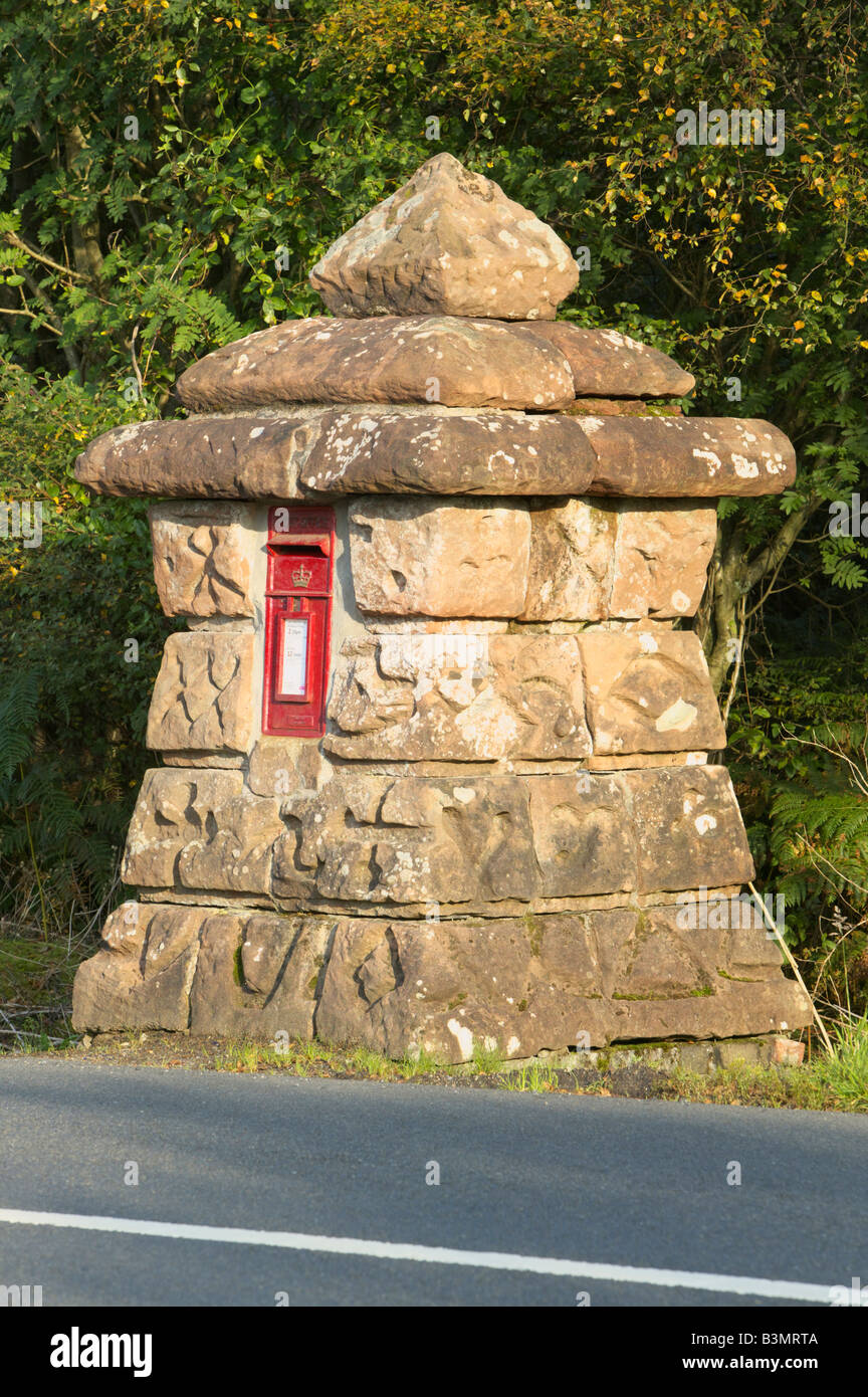 Stone built letter-box beside the String Road, Isle of Arran, North Ayrshire, Scotland, UK. Stock Photo