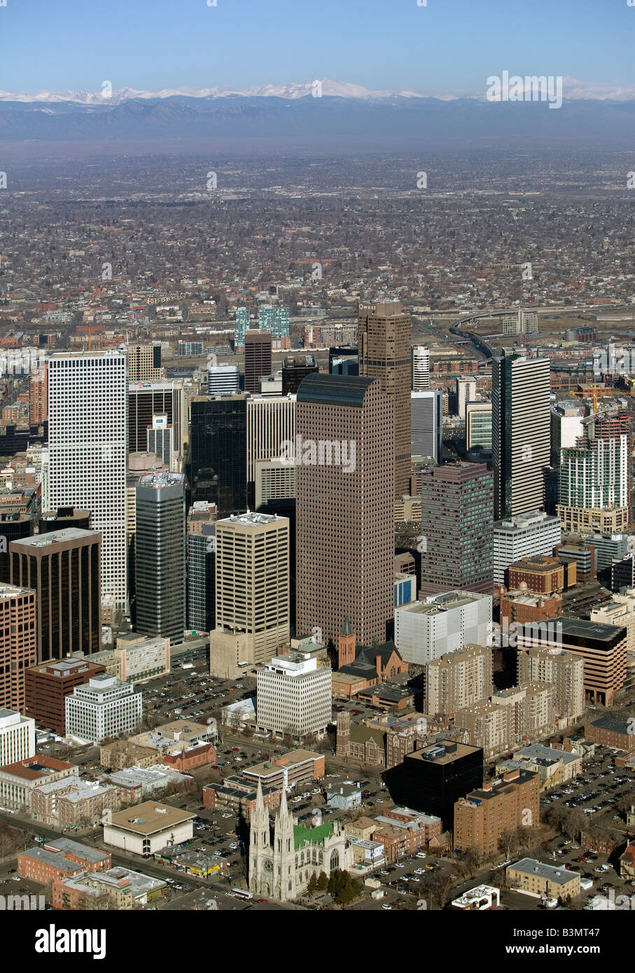 aerial view above Denver Colorado CO USA Stock Photo