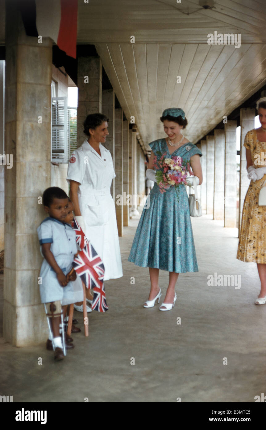 QUEEN ELIZABETH II on a Royal tour about 1953 Stock Photo
