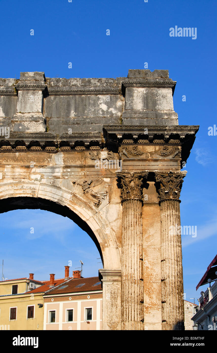 Triumphal Arch of Sergians in Pula Istria Croatia Stock Photo