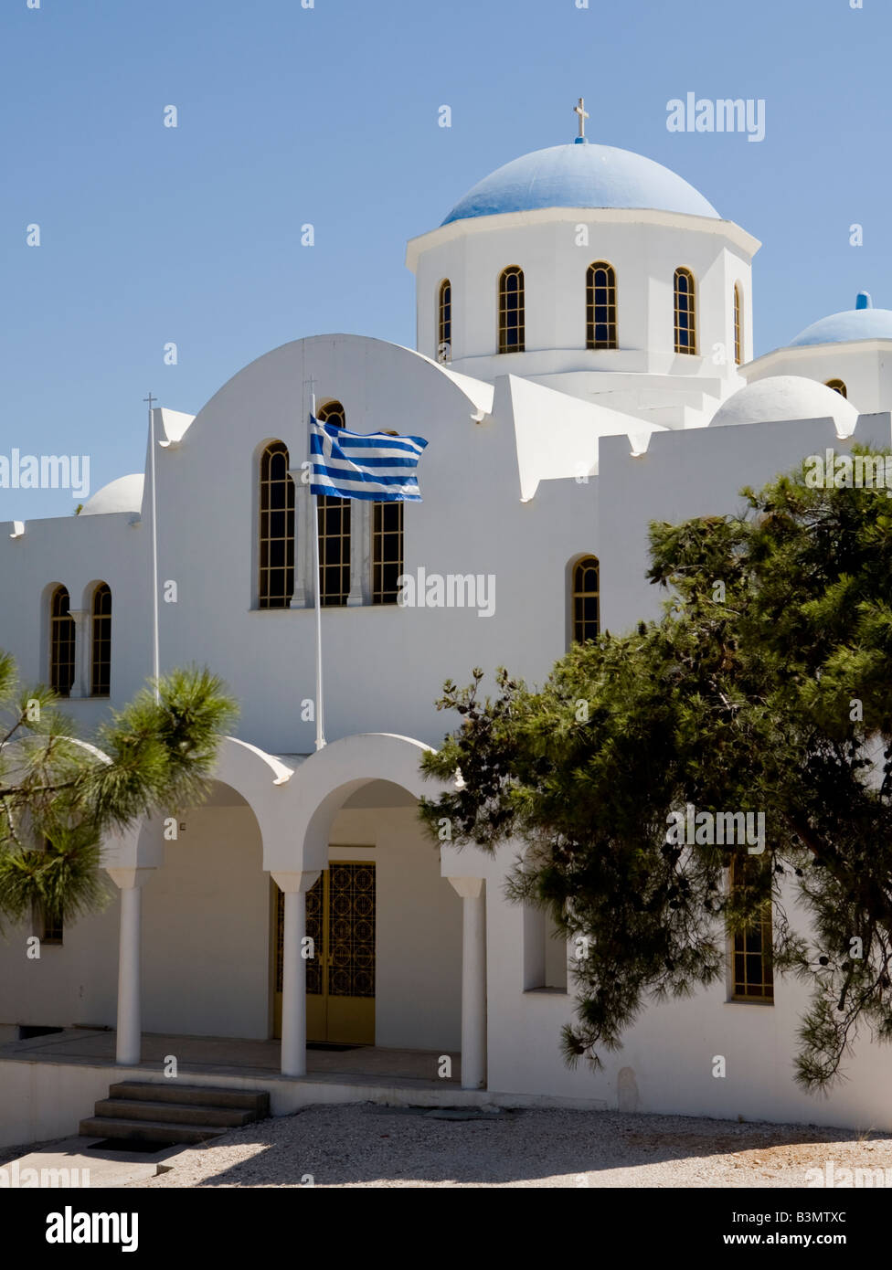 Traditional Greek Orthodox Church, Spetses Town, Greece Stock Photo