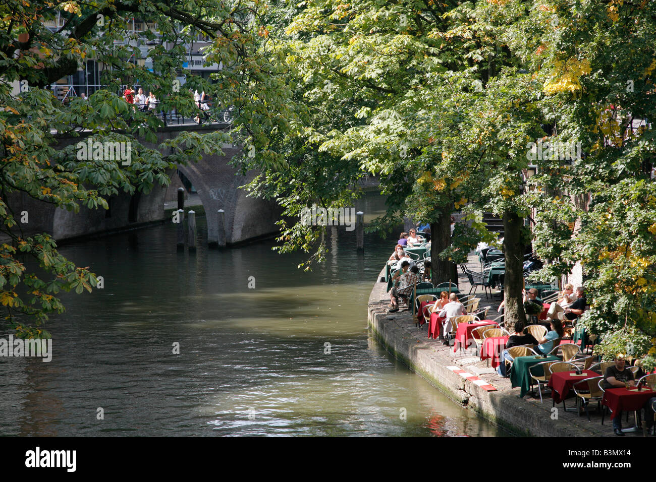 Canal and restaurant, Utrecht, Netherlands Stock Photo Alamy