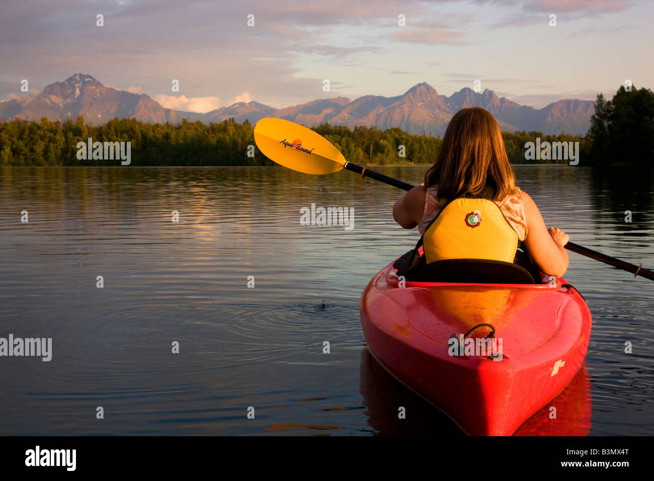 Kayaking on Finger Lake Wasilla Alaska model released Stock Photo Alamy