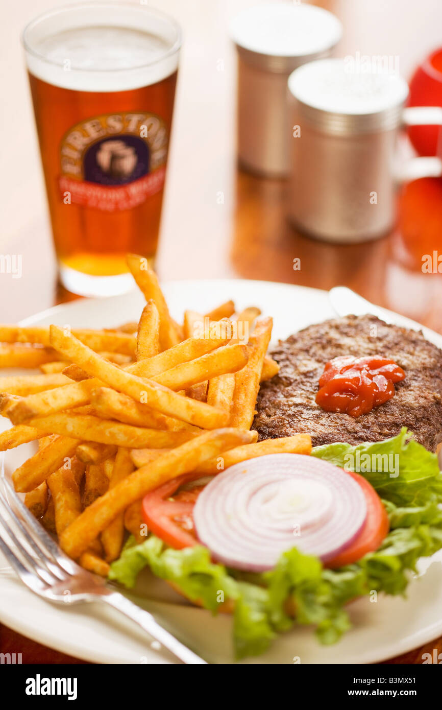Kobe Beef Burger French Fries And Double Barrel Ale Taproom