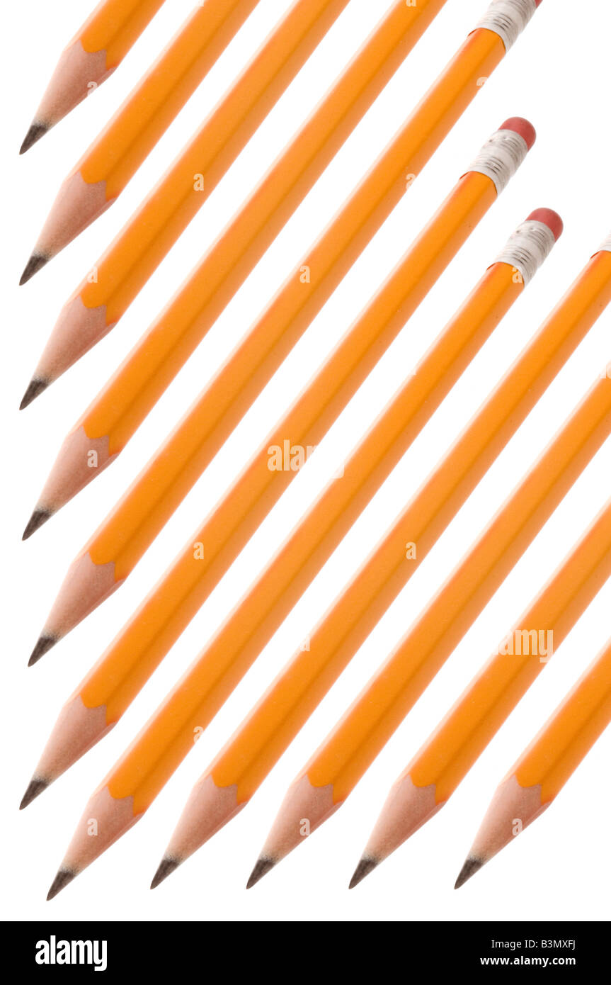 Yellow pencils on white Stock Photo