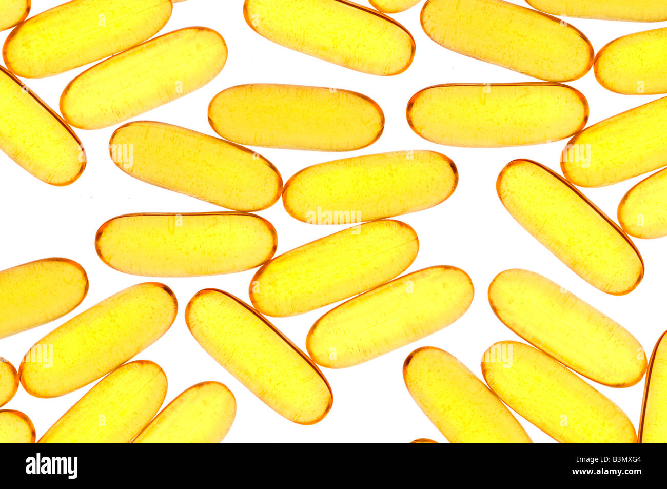 Fish oil capsules on white Stock Photo