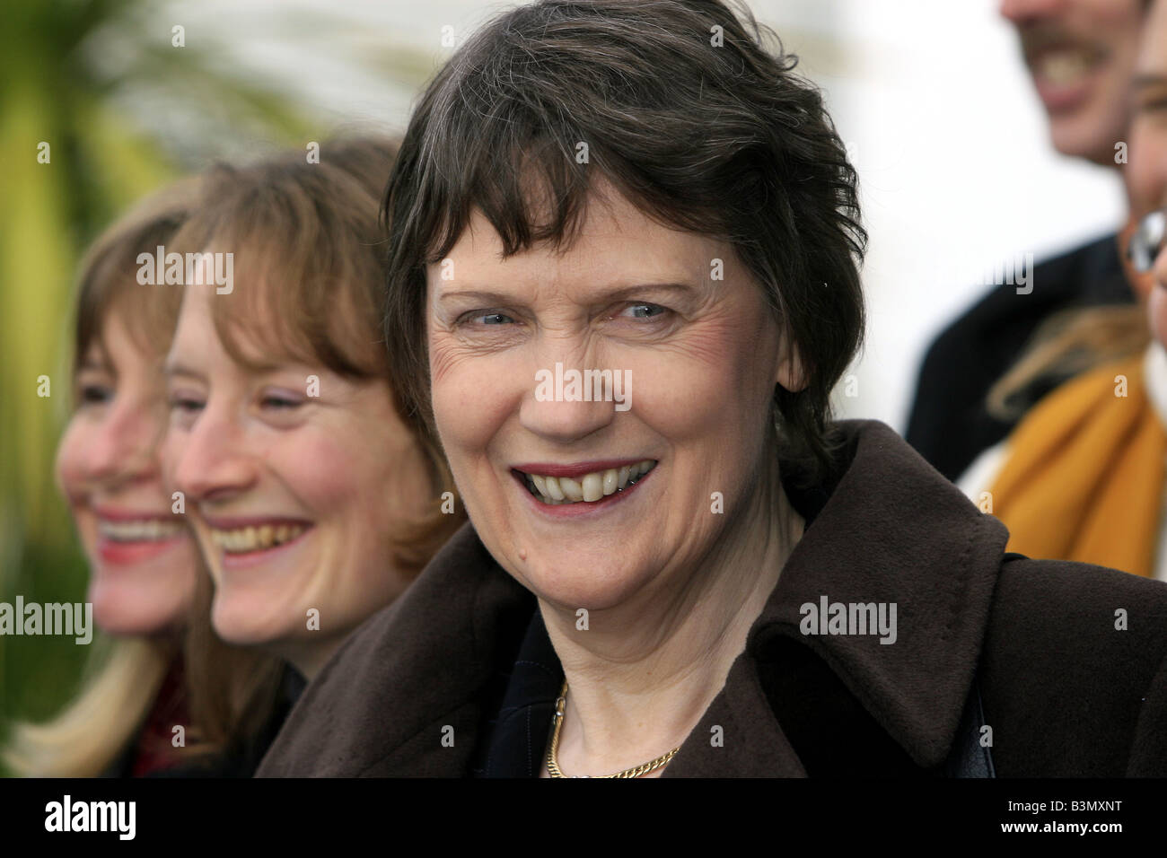 smiling Helen Clark prime minister of New Zealand during a visit to Nelson visiting environmental centre Stock Photo