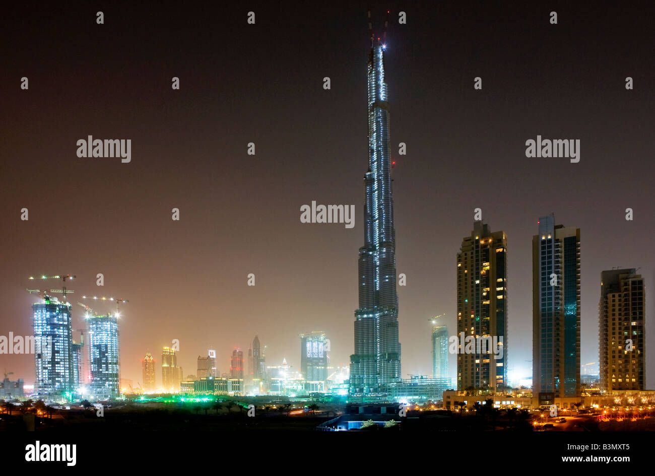 Burj Dubai and skyscrapers under construction at 'Downtown Dubai' in Dubai, UAE. Stock Photo
