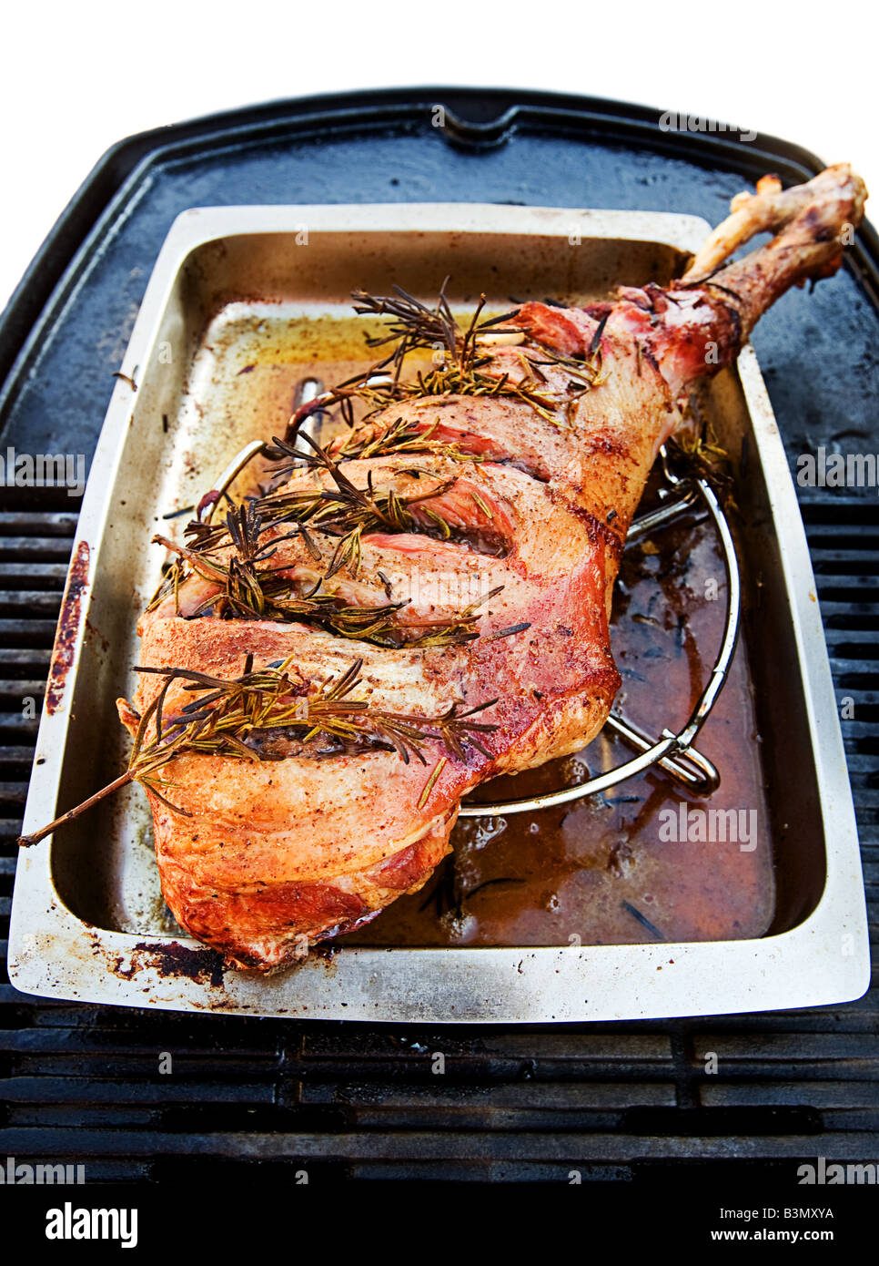 Shot of a Leg of Lamb being Cooked on the BBQ Stock Photo - Alamy