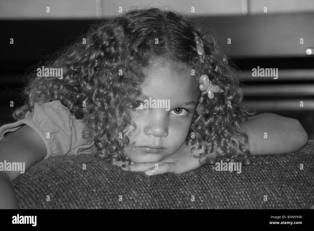 Black and white photo of young mixed race girl Stock Photo - Alamy