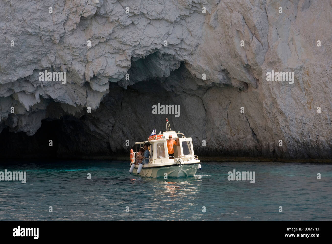 Glass bottom boat exploring Keri caves in Zakynthos Stock Photo Alamy
