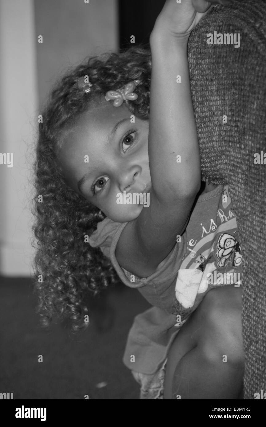 Black and white photo of young mixed race girl Stock Photo Alamy