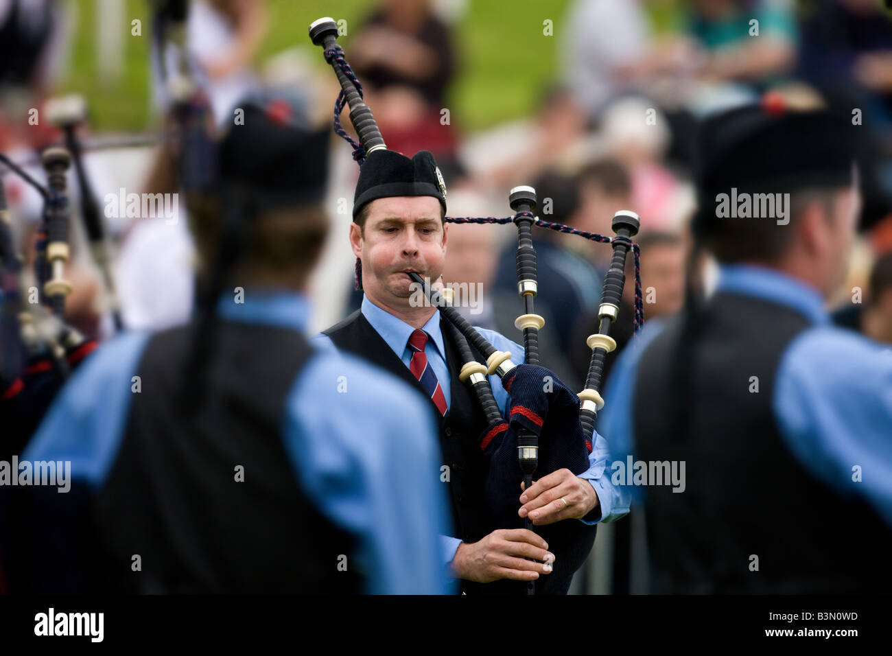 Pipers at the Cowal Gathering Highland Games near Dunoon on the Cowal Peninsula in Scotland Stock Photo
