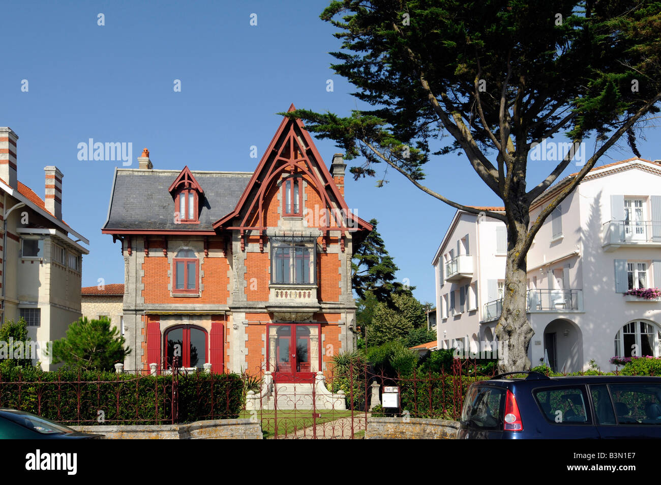 A house with typical 'Belle Epoque' late XIXe and early XXe century classical bourgeois architecture; in Royan, France Stock Photo