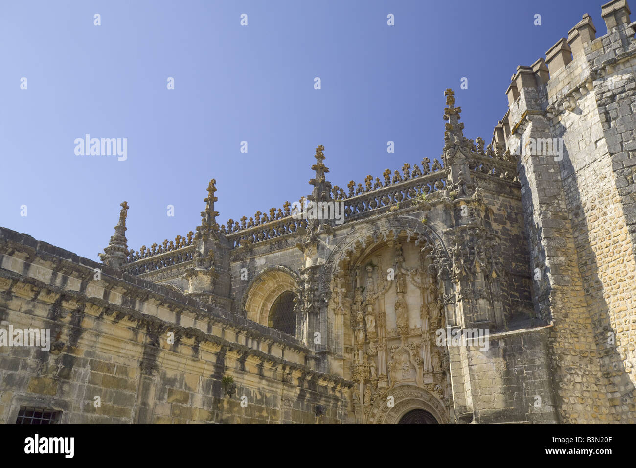 Portugal,Tomar ,the Costa da Prata, Ribatejo, Estremadura,  the ornate manueline gothic architecture of the Convent of Christ Stock Photo